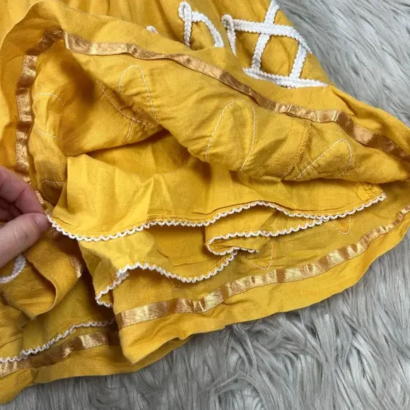 Girls of Savoy Women's 0 Yellow Sugar Work Skirt A-Line Embroidered Appliqué - Picture 3 of 8